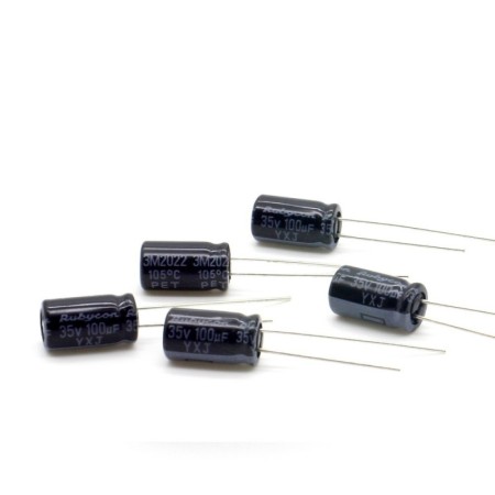 5x Condensateur 100uf 35v - 6.3x11mm P: 2.5mm Rubycon - 380con857