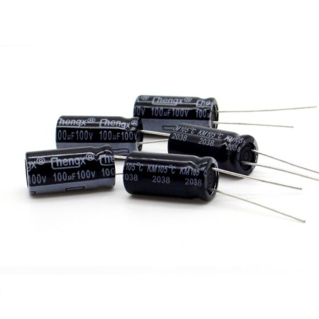 5x Condensateur 100uf - 100v - 10x20mm - P: 5mm - Chengxing - 382con869