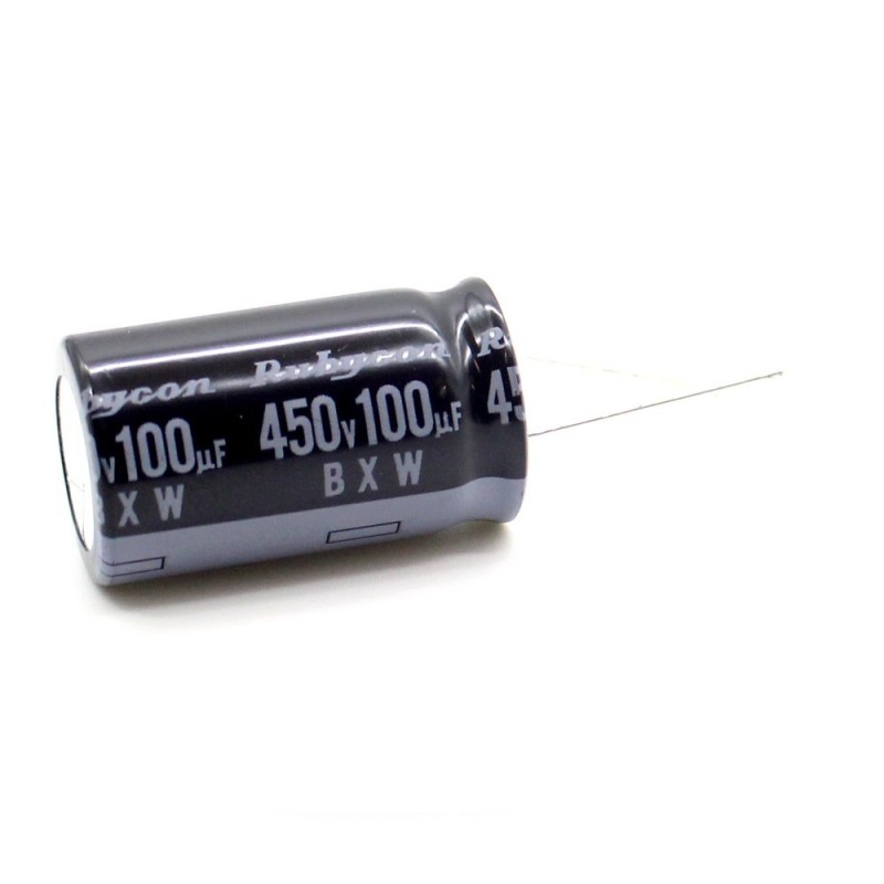 Condensateur 100uf - 450V - 18x30mm - P: 7.5mm - Rubycon