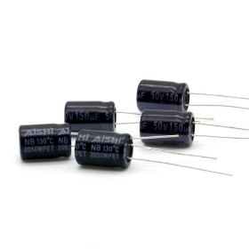 5x Condensateur 150uf - 50V - 8x12mm - P:3.5mm - 105°C - AISHI