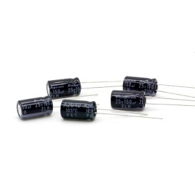 5x Condensateur 150uf - 25v - 6.3x11mm - P: 2.5mm - Rubycon - 386con894