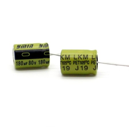 2x Condensateur Chimique 180uf - 80V - 10x14mm P:5mm - Ymin - 387con899