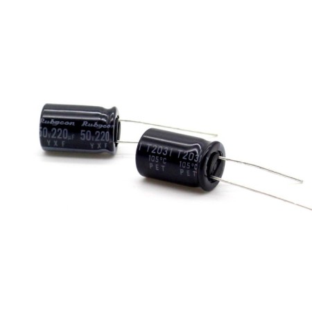 2x Condensateur 220uf - 50V - 10x16mm - P: 5mm - Rubycon - 389con911