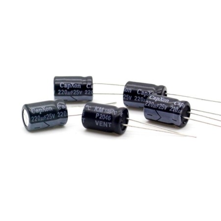 5x Condensateur 220uf - 25v - 8x11.5mm - P: 3.5mm - Capxon - 389con912