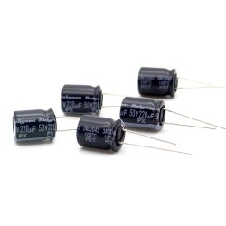 5x Condensateur 220uf - 50v - 10x12.5mm - P: 5mm - Rubycon - 390con919