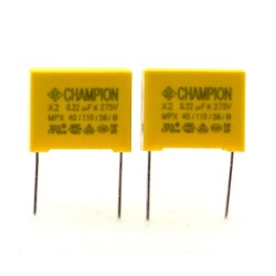 2x Condensateurs MPX-X2 220nf 0.22uF P:15mm 275V - CHAMPION - 224con1481
