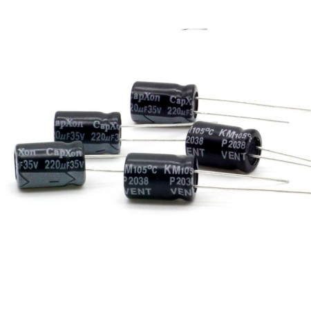 5x Condensateur 220uf - 35V - 8x11.5mm - P: 3.5mm - Capxon