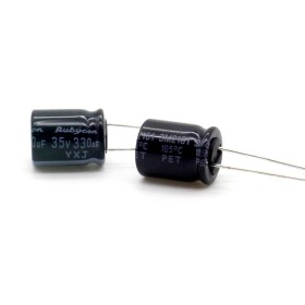 2x Condensateur 330uf - 35V - 10x12.5mm - P: 5mm - Rubycon