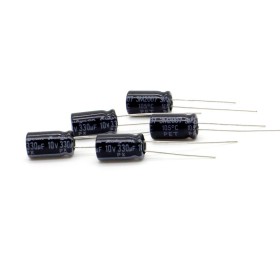 5x Condensateur 330uf 10v - 6.3x11mm - P: 2.5mm - Rubycon - 397con962