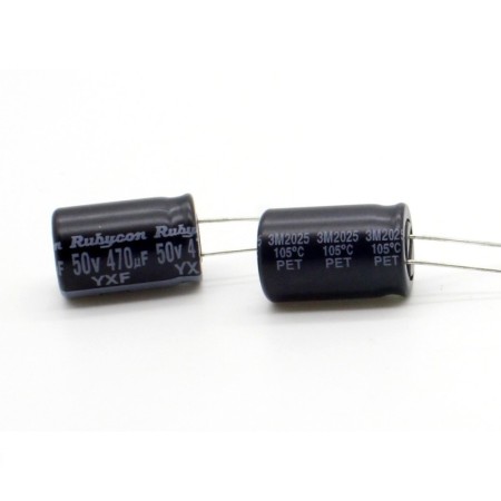 2x Condensateur 470uf - 50v - 12.5x20mm - P: 5mm - Rubycon - 404con1002