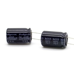 2x Condensateur 1000uf - 35v - 12.5x20mm - P: 5mm - Rubycon - 415con1087