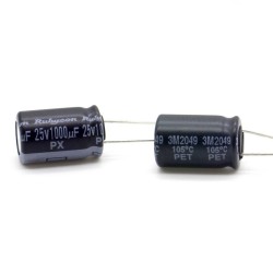 2x Condensateur 1000uf - 25V - 10x16mm - P: 5mm - Rubycon - 415con1091