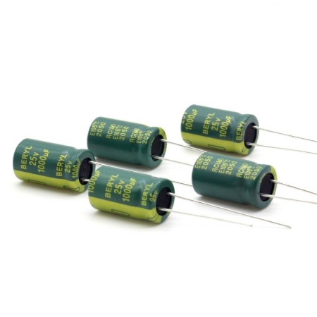 5x Condensateur 1000uf - 25V - 10x16mm P: 5mm BERYL