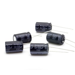 5x Condensateur 1000uf - 10v - 10x16mm - P: 5mm - Rubycon - 418con1109