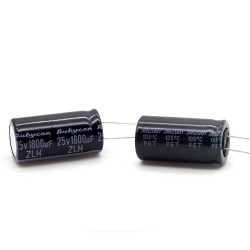 2x Condensateur 1800uf 25v - 12.5x25mm - P: 5mm - Rubycon - 420con1116