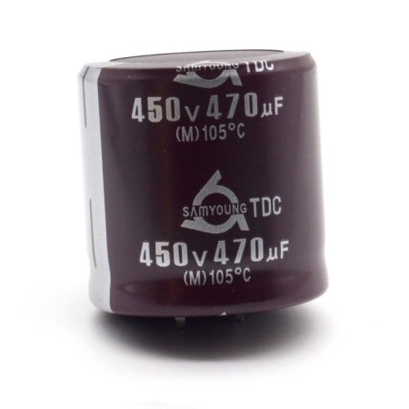 Condensateur 470uf - 450V - 35x35mm - P:10mm - Snap in - SamYoung - 427con1160