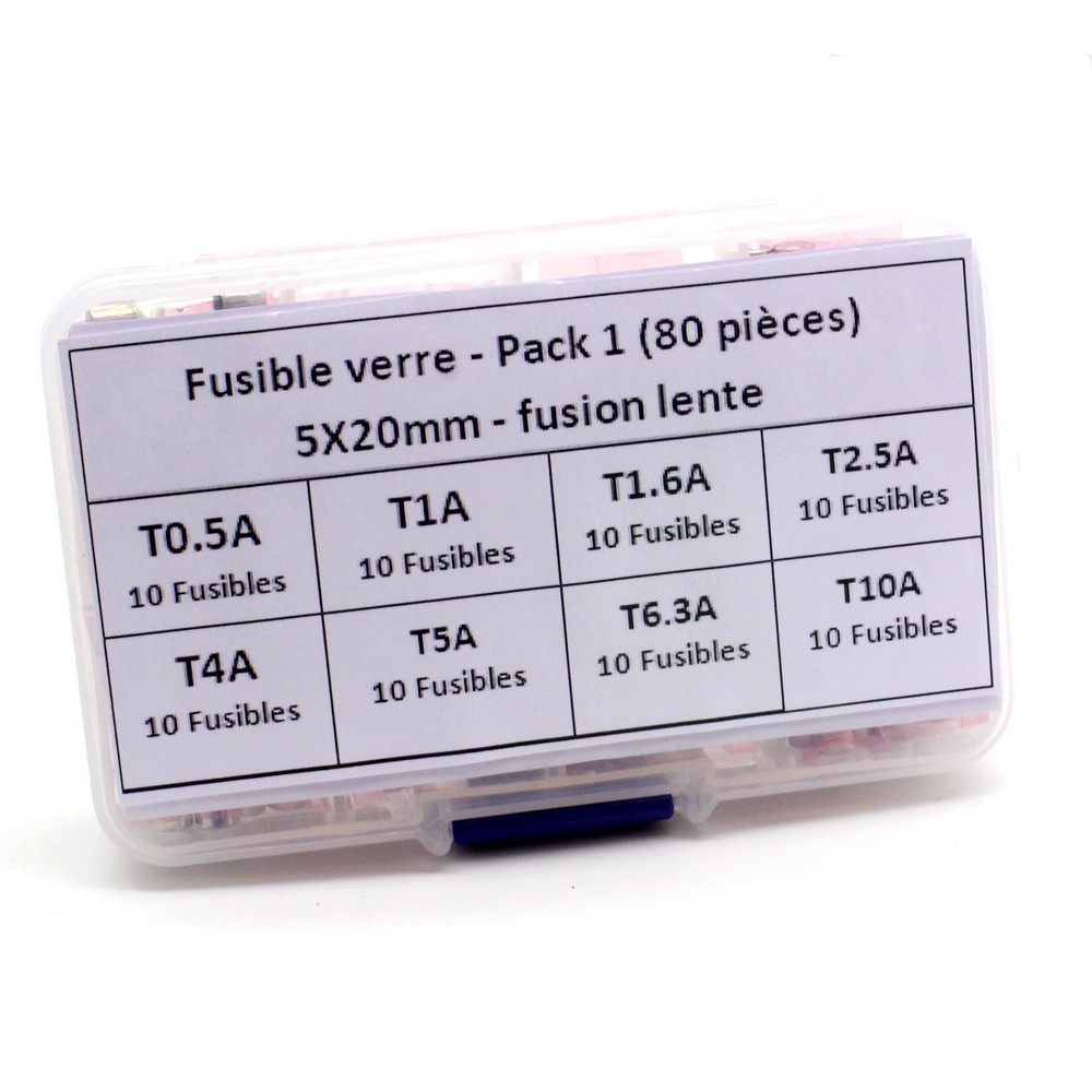 1A 250v 5x lot Fusibles verre 5x20mm lent T1A 8fus072 