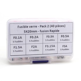 Pack fusible verre 5x20mm - fusion Temporisé - 40 pièces - 1-B1-5