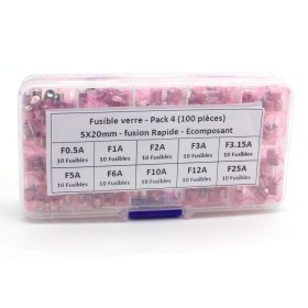 Pack fusible verre 5x20mm - fusion Temporisé - 40 pièces - 1-B1-5