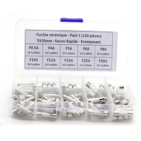 Pack fusible verre 5x20mm - fusion Temporisé - 40 pièces - 1-B1-5