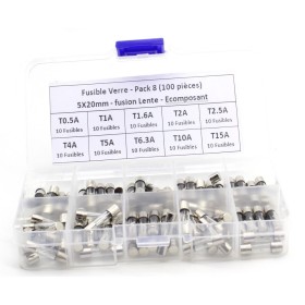 Pack fusible verre 5x20mm - fusion Temporisé - 40 pièces - 1-B1-5