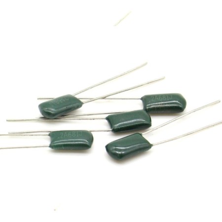 5x Condensateur Mylar 2A681 - 0.68nF  100v 
