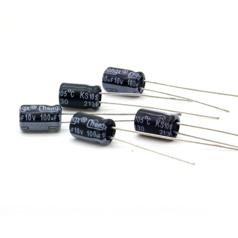 5x Condensateur chimique radial 100uF 10V 5x7mm - 62con143