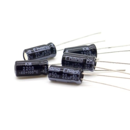 5x Condensateur 22uf - 50v - P:2mm - Changzhou - 7con042