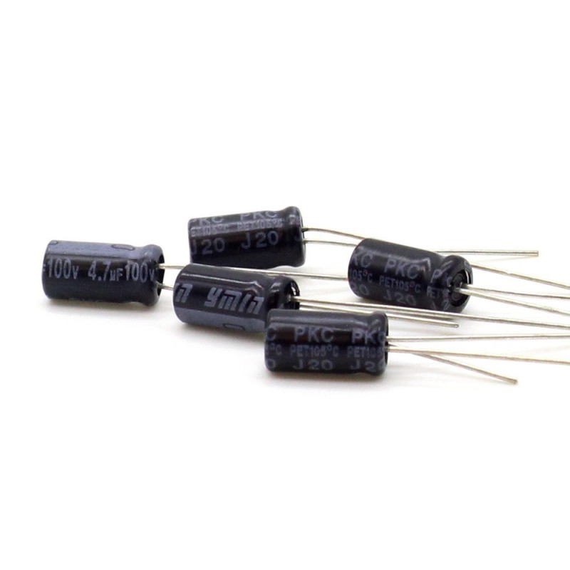 5x Condensateur 4.7uf - 100v - 5x9mm - P: 2mm - Ymin - 433con1168