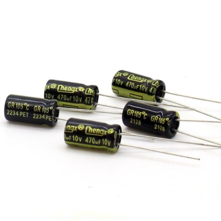 5x Condensateur 470uf - 10v - 6.3x12mm - P:2.5 - Chengxing - 1con220