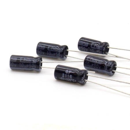 5x Condensateur 10uf - 50v - 5x11mm - P:2mm Changzhou - 6con033