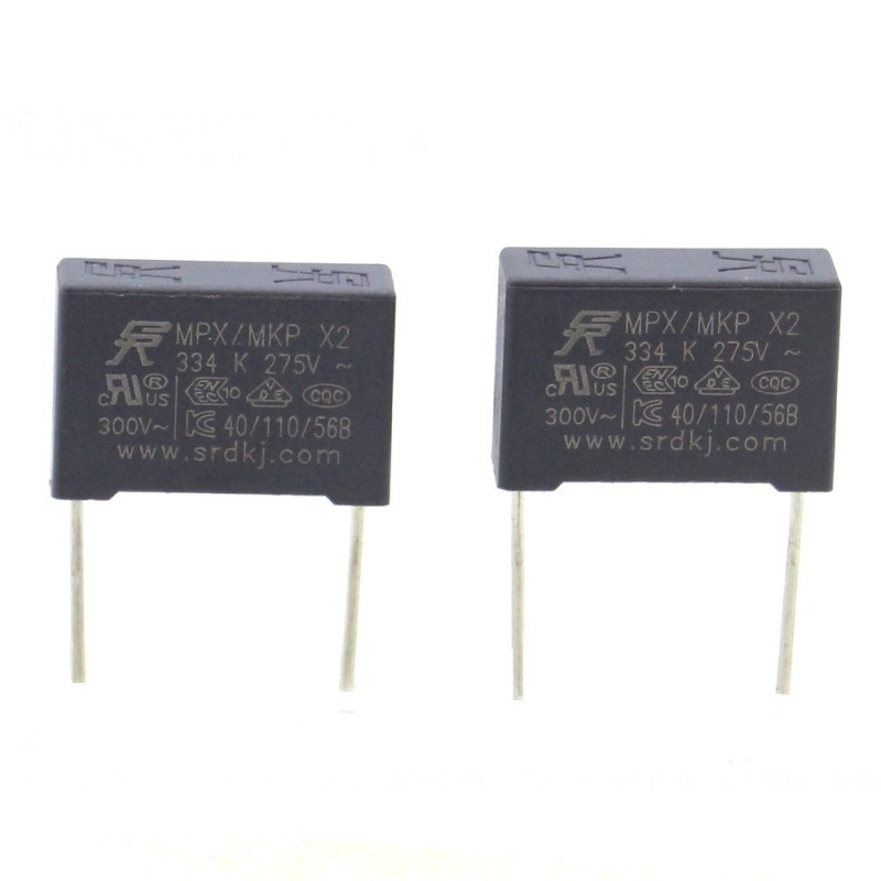 2x Condensateurs MPX MPK X2 334K 330nf P:15mm 275V - SRD - 225con487