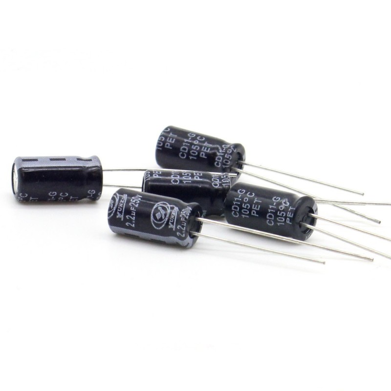 5x Condensateur 2.2uf 250v 6.3x12mm P:2.5mm Yunxing 356con6991