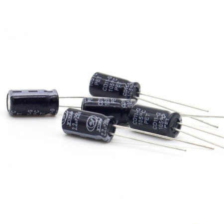 5x Condensateur 2.2uf 250v 6.3x12mm P:2.5mm Yunxing 356con6991