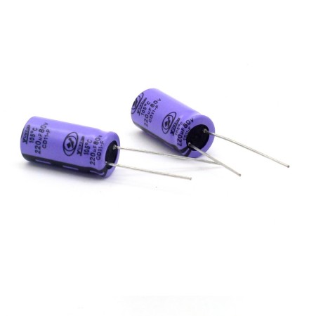 2x Condensateur 220uf - 80V - 10x20mm - P: 5mm - Yunxing - 390con920
